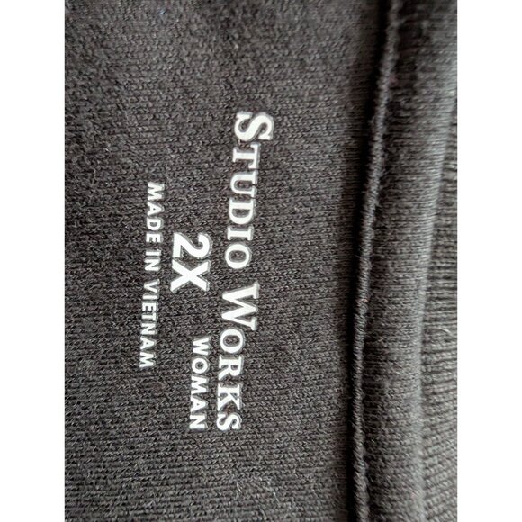 Studio Works Womens Black Polo Shirt 2X Button-Up Collar Lightweight Casual - Picture 4 of 7